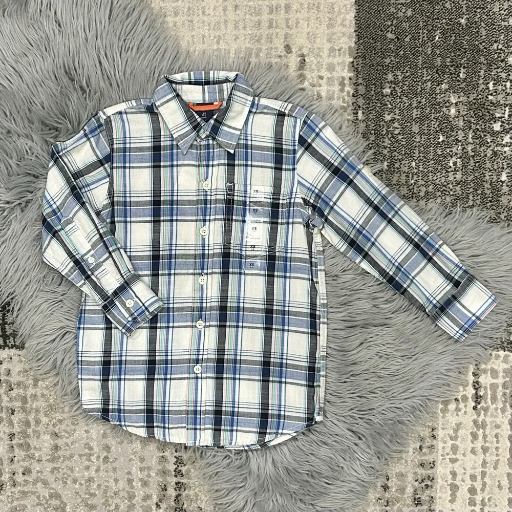 GAP‎ Boys Multi-Color Plaid Button Up Top Size XS (4-5) NWT